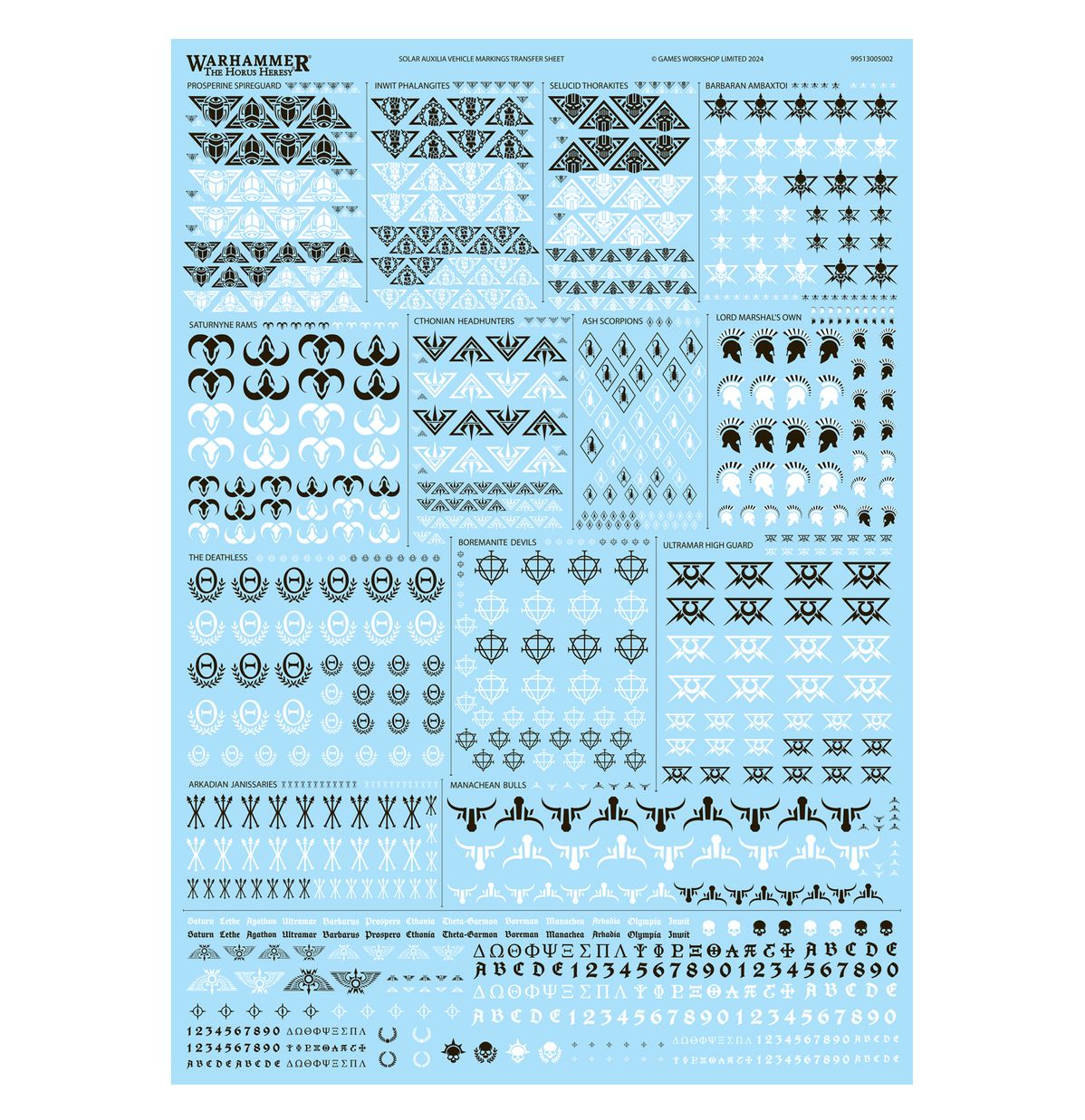 WARHAMMER: THE HORUS HERESY – SOLAR AUXILIA VEHICLE MARKINGS TRANSFER –  Alpha Omega Hobby