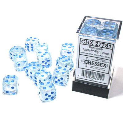 Chessex : 16mm d6 set Icicle/Light Blue