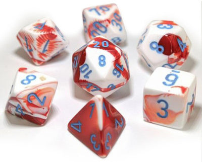 Chessex : Lab Dice - Gemini Red-White/Blue 7 Dice Set